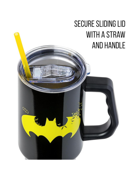 Vaso Acero Inoxidable Silver Buffalo Batman 1.18L con Popote Vaso Acero Inoxidable Silver Buffalo Batman 1.18L con Popote