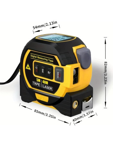 Cinta Métrica Láser 3 en 1 Genérica 60m Amarillo