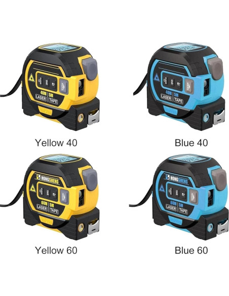 Cinta Métrica Láser 3 en 1 Genérica 60m Amarillo Cinta Métrica Láser 3 en 1 Genérica 60m Amarillo
