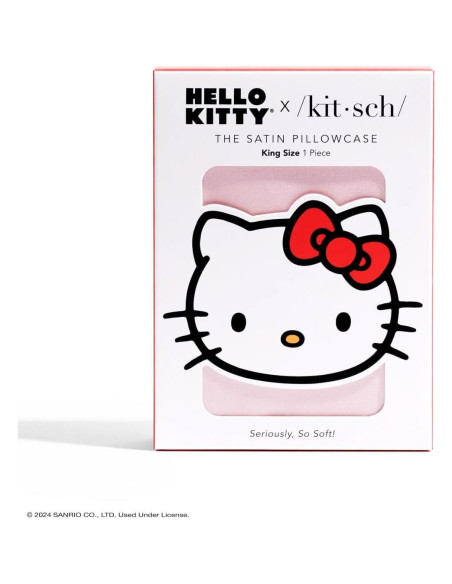 Funda de Almohada Kitsch Hello Kitty Rosa King Satén Funda de Almohada Kitsch Hello Kitty Rosa King Satén