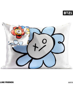 Funda de Almohada Kitsch Satén Reina BT21 Van 600 Hilos 2