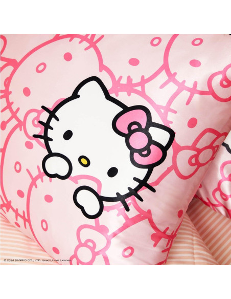 Funda de Almohada Kitsch Hello Kitty Satén 600 Hilos 66x48 cm Funda de Almohada Kitsch Hello Kitty Satén 600 Hilos 66x48 cm
