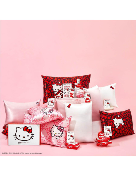 Funda de Almohada Kitsch Hello Kitty Satén 600 Hilos 66x48 cm Funda de Almohada Kitsch Hello Kitty Satén 600 Hilos 66x48 cm