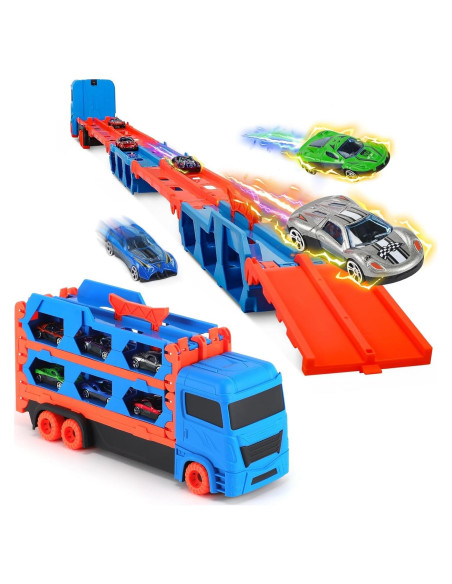 Camión de Pista de Carreras ISMETACU Plegable 3 Capas 12 Coches Camión de Pista de Carreras ISMETACU Plegable 3 Capas 12 Coches