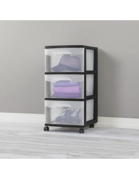 Carro de Almacenamiento LovingStar 3 Cajones Plástico Negro Carro de Almacenamiento LovingStar 3 Cajones Plástico Negro