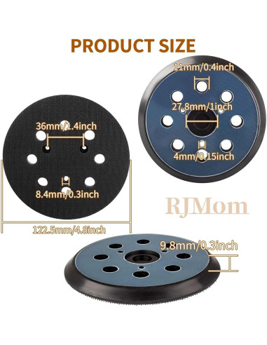 Almohadilla de Lijadora Orbital 5" RJMom RSP27 8 Agujeros