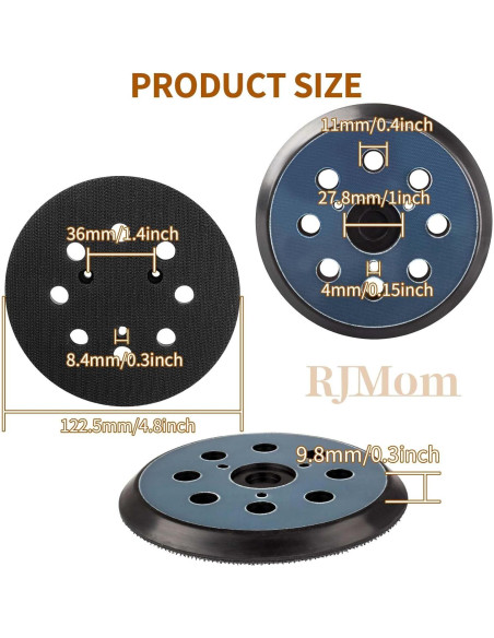 Almohadilla de Lijadora Orbital 5" RJMom RSP27 8 Agujeros Almohadilla de Lijadora Orbital 5" RJMom RSP27 8 Agujeros