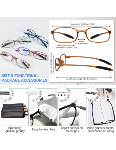 4 Paquetes de Gafas de Lectura WEMOOTANTS 1.5 con Bloqueo Luz Azul