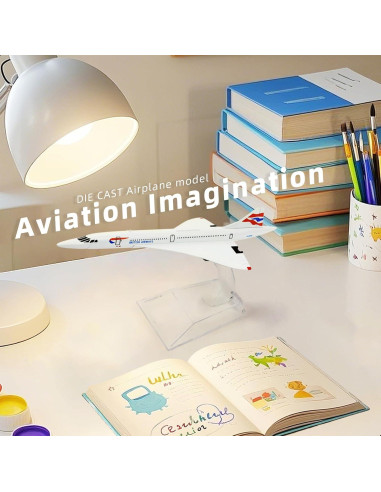 Modelo Concorde QIYUMOKE 1/400 Metal con Soporte 15.5 cm