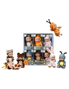 Conjunto de 6 muñecas bebé mini TISDEN 10 cm con ropa única