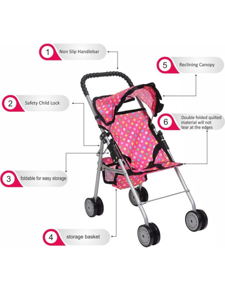 Carrito de Muñeca Fash N Kolor Plegable con Canasta Rosa Carrito de Muñeca Fash N Kolor Plegable con Canasta Rosa
