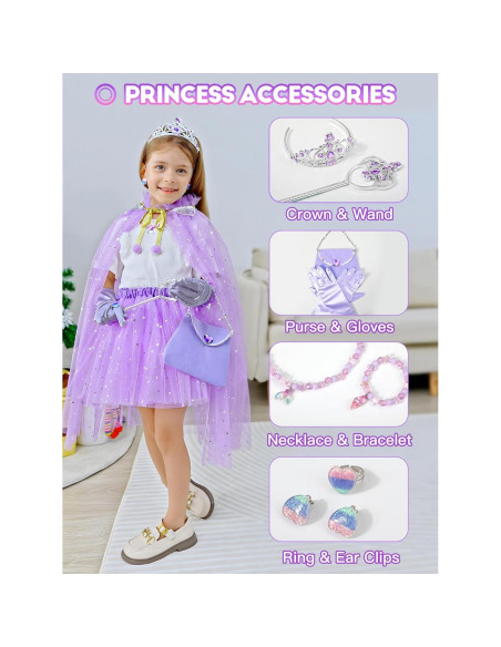 Disfraz de Princesa Iluminado para Niñas 3-6 Años - Capa y Accesorios Disfraz de Princesa Iluminado para Niñas 3-6 Años - Capa y Accesorios