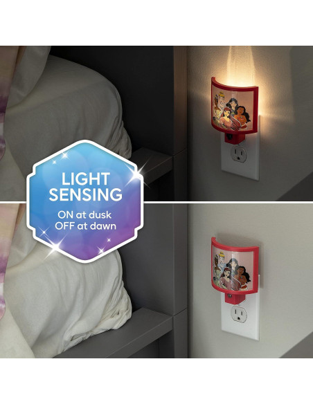 Luz Nocturna LED Disney Princess Rosa con Sensor Dusk to Dawn Luz Nocturna LED Disney Princess Rosa con Sensor Dusk to Dawn
