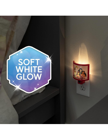 Luz Nocturna LED Disney Princess Rosa con Sensor Dusk to Dawn