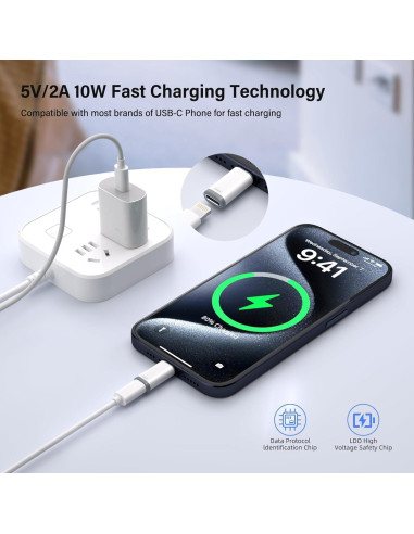 Paquete de 5 Adaptadores USB C a Lightning UWOXX - Carga Rápida