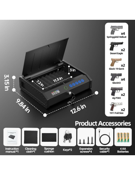 Caja Fuerte Biometrica Javieruis para Pistolas 3 Métodos de Acceso Caja Fuerte Biometrica Javieruis para Pistolas 3 Métodos de Acceso