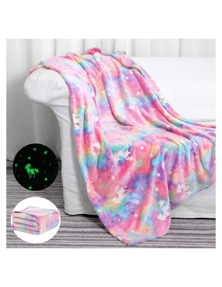Manta Brillante Unicornio Rosa 127x152 cm Suave Manta Brillante Unicornio Rosa 127x152 cm Suave