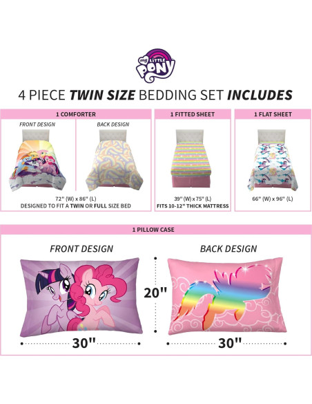 Conjunto Ropa de Cama Franco My Little Pony 4 Piezas Conjunto Ropa de Cama Franco My Little Pony 4 Piezas