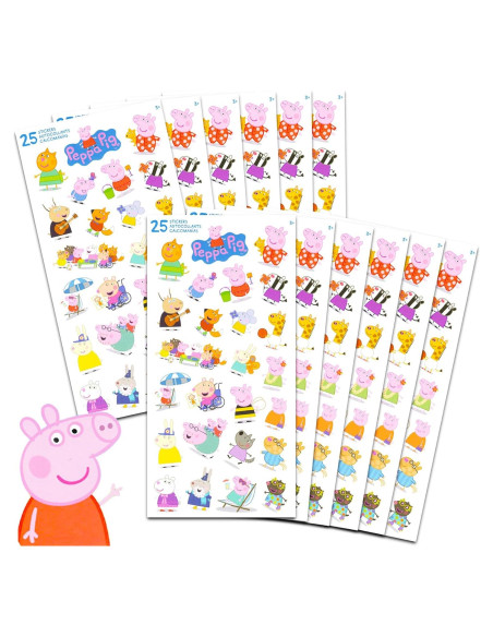 Stickers de Peppa Pig - 12 Hojas para Fiestas Infantiles Stickers de Peppa Pig - 12 Hojas para Fiestas Infantiles