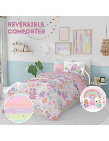 Juego de Ropa de Cama Peppa Pig Franco 5 Piezas Individual