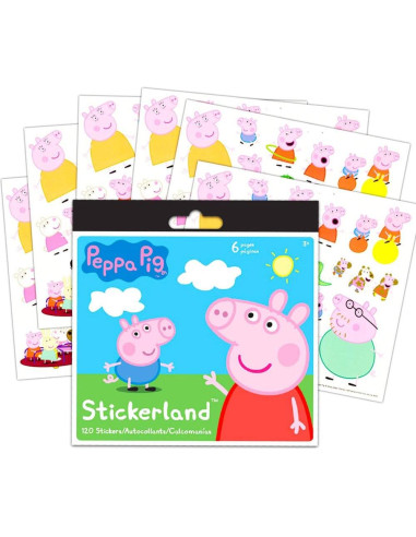 Stickers de Peppa Pig - 12 Hojas para Fiesta Infantil