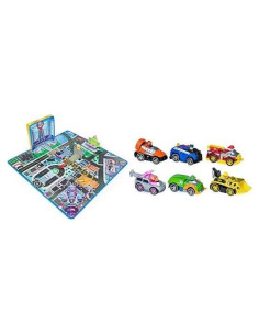 Alfombrilla Paw Patrol + 6 Autos Diecast + Almacenamiento