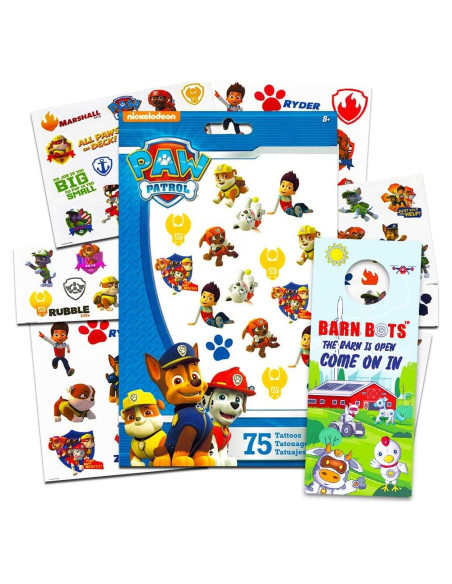 Tatuajes Temporales PAW Patrol 75 Piezas para Niños Tatuajes Temporales PAW Patrol 75 Piezas para Niños