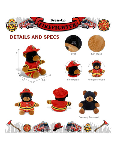 DolliBu Oso Negro Bombero Peluche Personalizable 16 cm