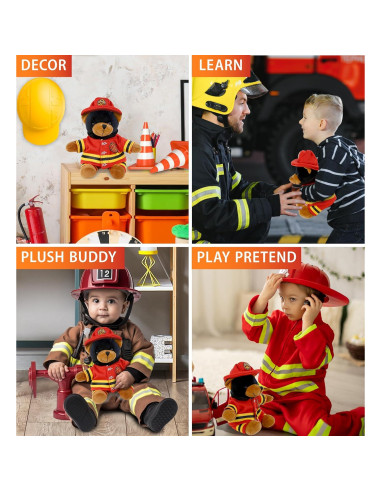 DolliBu Oso Negro Bombero Peluche Personalizable 16 cm