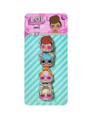 Conjunto de 4 Anillos Ajustables LUV HER para Niñas