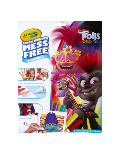 Set de Colorear Crayola Trolls 2 con 18 Páginas y 5 Marcadores