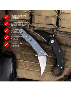 Cuchillo Plegable Boker Plus HEL Karambit Negro 6.1cm 154CM 2