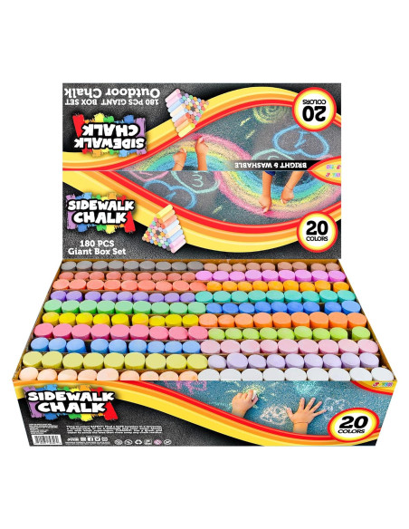 Juego de Tizas Lavables JOYIN 180 Piezas 20 Colores Juego de Tizas Lavables JOYIN 180 Piezas 20 Colores