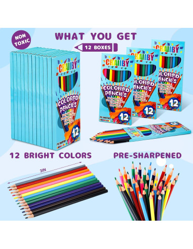 Lápices de Colores Craiiby, 144 Unidades, Multicolor, Suave