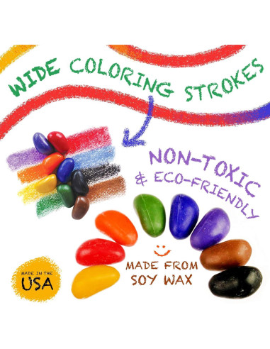Piedras de Crayón - Crayones Multicolor 8 Colores para Niños