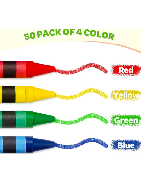 50 Crayones Ellinjan Mini 4 Colores para Niños 50 Crayones Ellinjan Mini 4 Colores para Niños