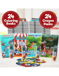 24 Mini Libros de Colorear Bottles N Bags + Crayones 2