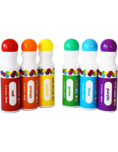 Marcadores de Puntos Yuanhe - 6 Colores Lavables para Niños