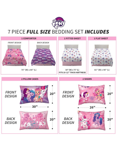Conjunto Ropa de Cama Franco My Little Pony 7 Piezas