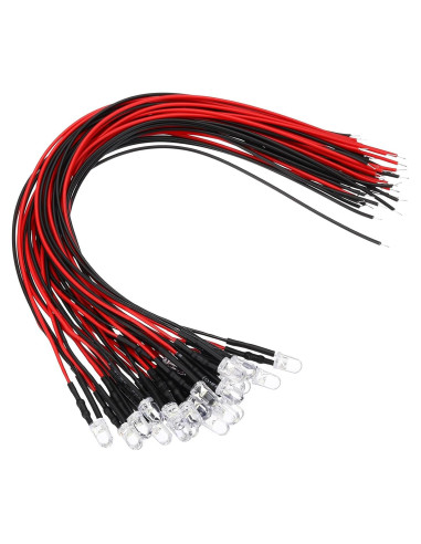 Diodos LED 5mm PATIKIL 24 Pcs 24V Luz Blanca Pre Cableados