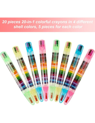 Crayones Apilables BBTO 20 Piezas Multicolores para Niños