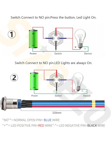 Interruptor Momentáneo LED 12mm STARELO 5pcs Carcasa Plateada