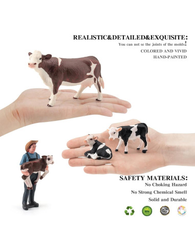 Figuras de Vacas Realistas 4pcs Granjero LC JoyCre