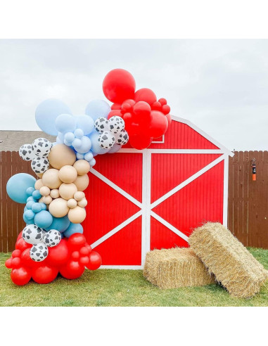 Kit de Arco de Globos Isndare Granja Rojo Azul Blanco 40 Piezas