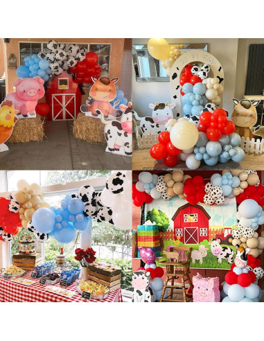 Kit de Arco de Globos Isndare Granja Rojo Azul Blanco 40 Piezas