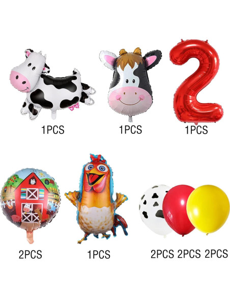 Globos de Fiesta de Animales de Granja Ananle-Joy 12PCS Globos de Fiesta de Animales de Granja Ananle-Joy 12PCS