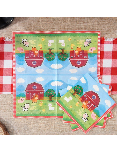 WERNNSAI Platos y Servilletas de Granja 48PCS Fiesta Infantil WERNNSAI Platos y Servilletas de Granja 48PCS Fiesta Infantil