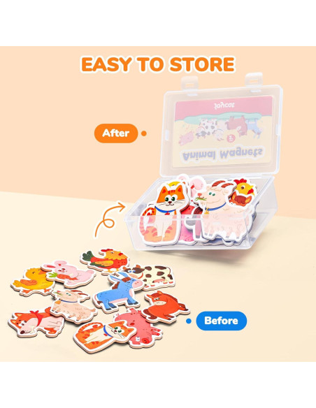 Imanes de Nevera JoyCat de Madera para Niños - 10 Animales