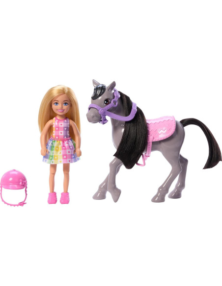Conjunto Muñeca Barbie Chelsea y Pony Juguete 5x13x15cm Conjunto Muñeca Barbie Chelsea y Pony Juguete 5x13x15cm