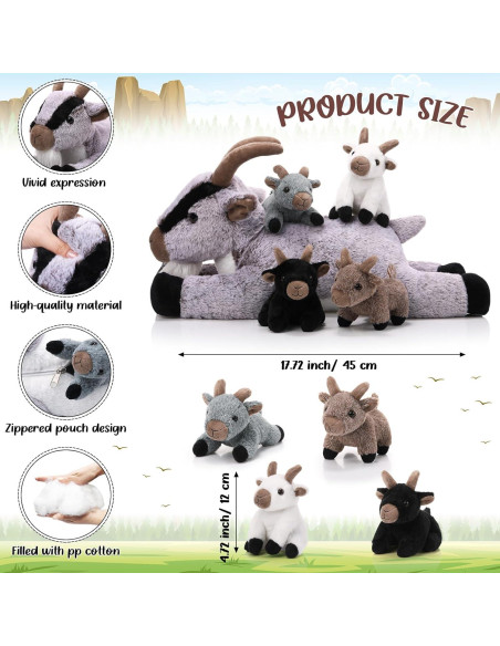Conjunto de Juguetes de Peluche Cabra HyDren 5 Piezas 45 cm Conjunto de Juguetes de Peluche Cabra HyDren 5 Piezas 45 cm